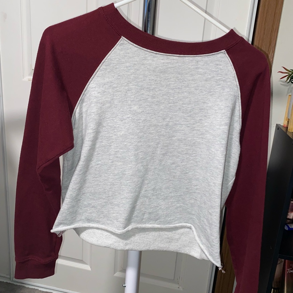 Forever 21 Maroon and Light Gray Sweatshirt